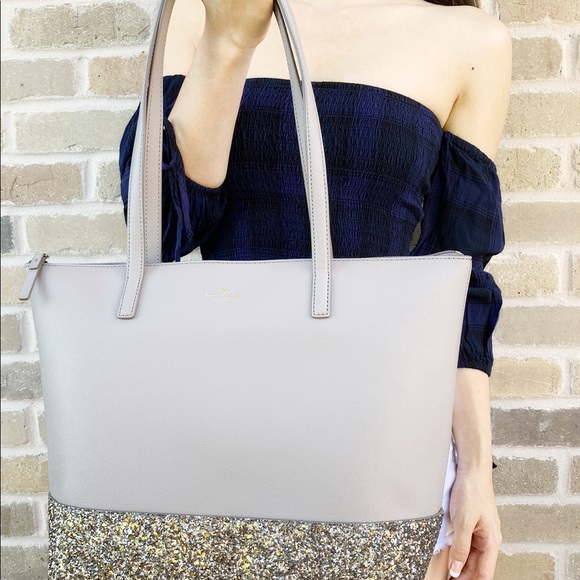Gaby’sBags👜💕-Kate Spade Large Glitter Tote Gray - Picture 2 of 7